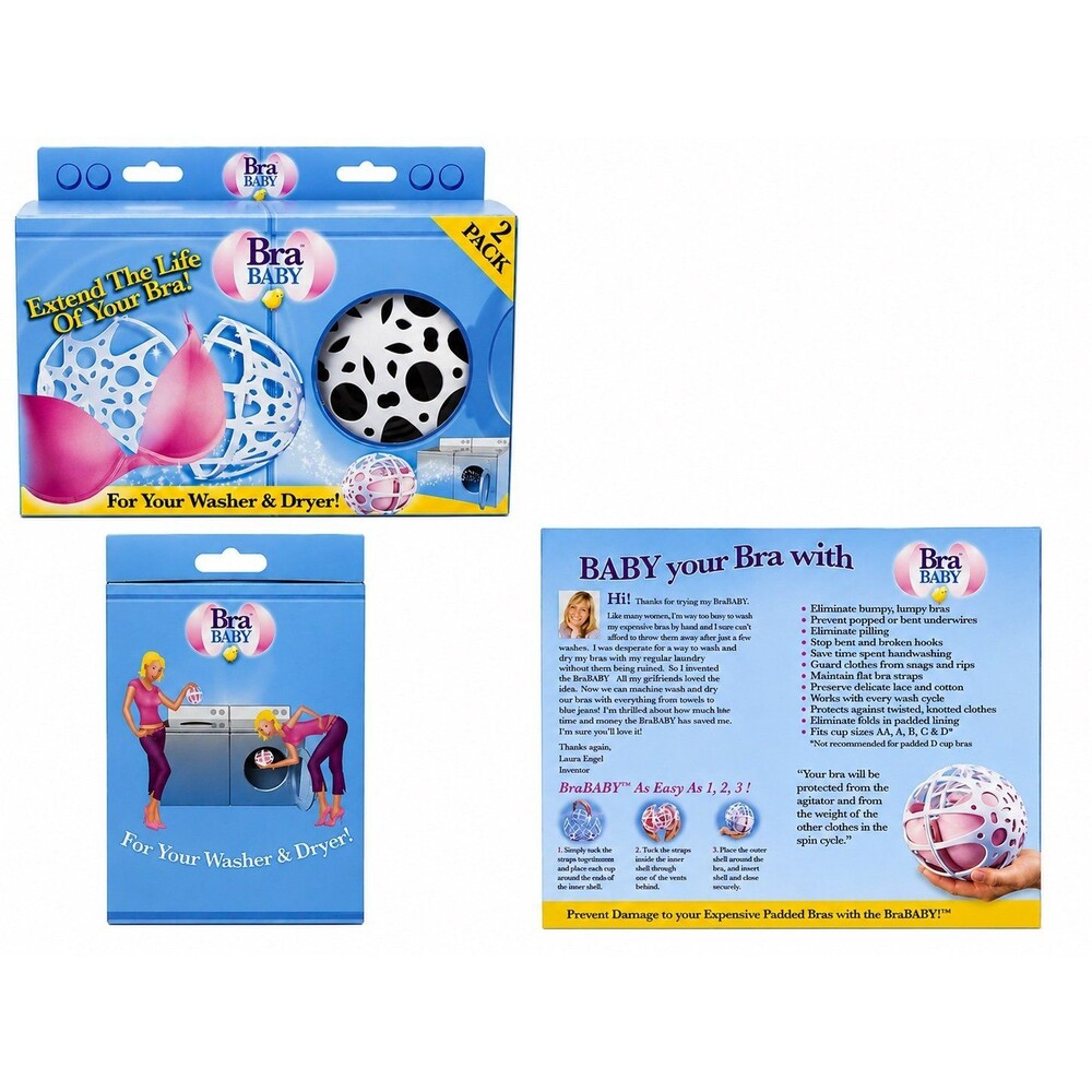 BraBABY Bra Washer & Dryer Protector 2 Pack – Laundry Bra Washing Cage